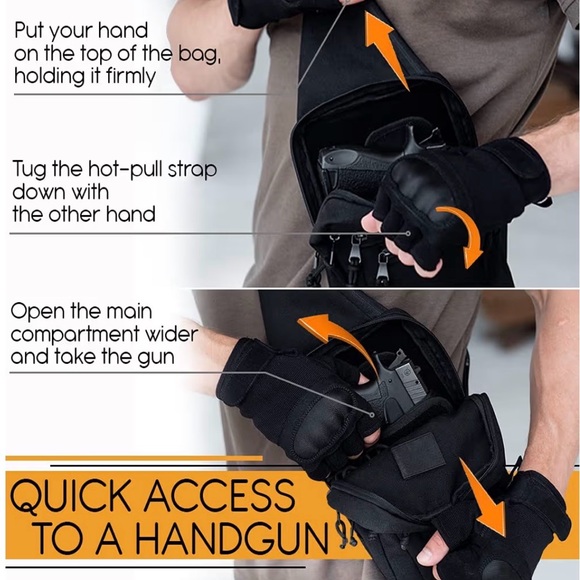 Black Tactical Compact Sling Bag | Concealed Carry - Picture 5 of 7